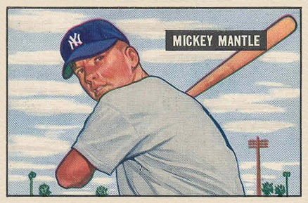 1951 Bowman #253 Mickey Mantle rookie card