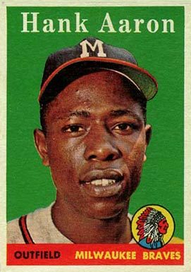 1958 Topps #30 Hank Aaron Baseball Card White Name