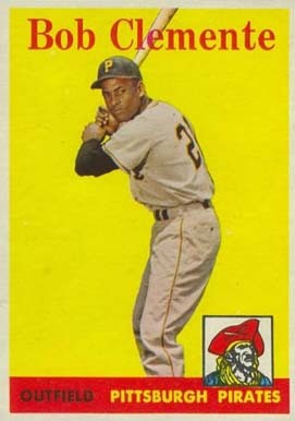1958 Topps #52 Roberto Clemente Baseball Card (Yellow Team Name)
