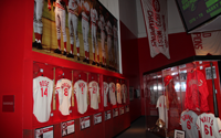 Big Red machine team display at the Reds hall of fame and museum