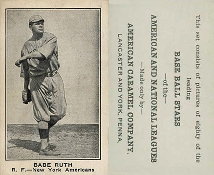 1921 American Caramel #94 Babe Ruth Baseball Card Name Shown As Babe Variation