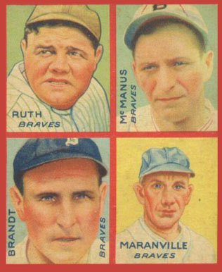 1935 Goudey 4-in-1 Brandt:Maranville:McManus:Ruth #16 Baseball Card