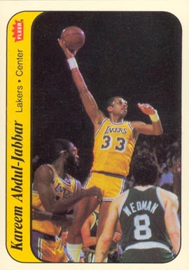 1986 Fleer Stickers #1 Kareem Abdul-Jabbar Basketball Card