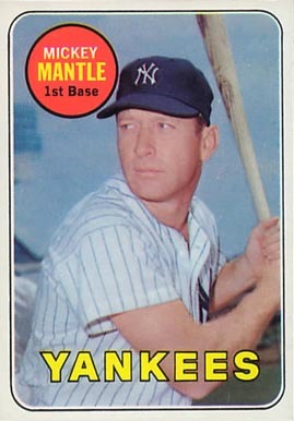 1969 Topps #500 Mickey Mantle Baseball Card Last Name Is Printed In Yellow