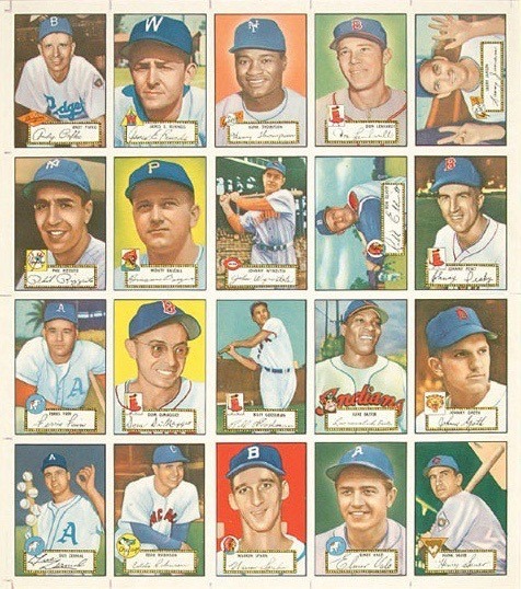 A Sheet Of Uncut 1952 Topps Baseball Cards With Andy Pafko