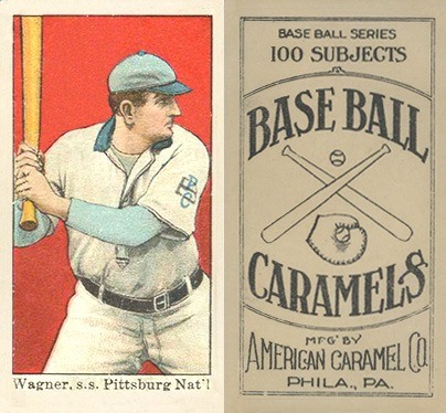 1909 American Caramel Honus Wagner Baseball Card Batting