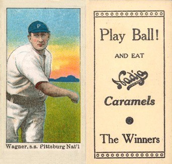 1909 Nadja Caramel #59 Honus Wagner Baseball Card Throwing