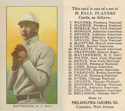 1909 Philadelphia Caramel Christy Mathewson Baseball Card