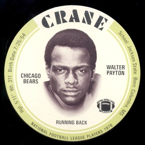 1976 Crane Discs Walter Payton Football Card