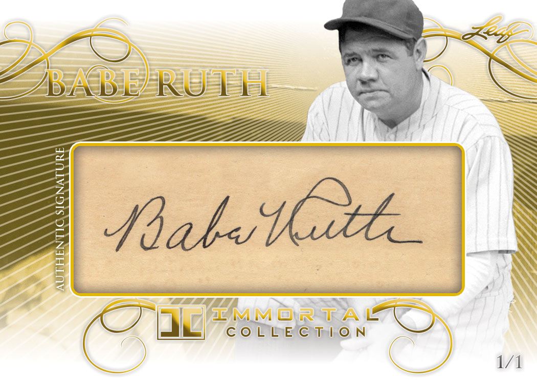 Autographed 2017 Leaf Babe Ruth Baseball Card One of One