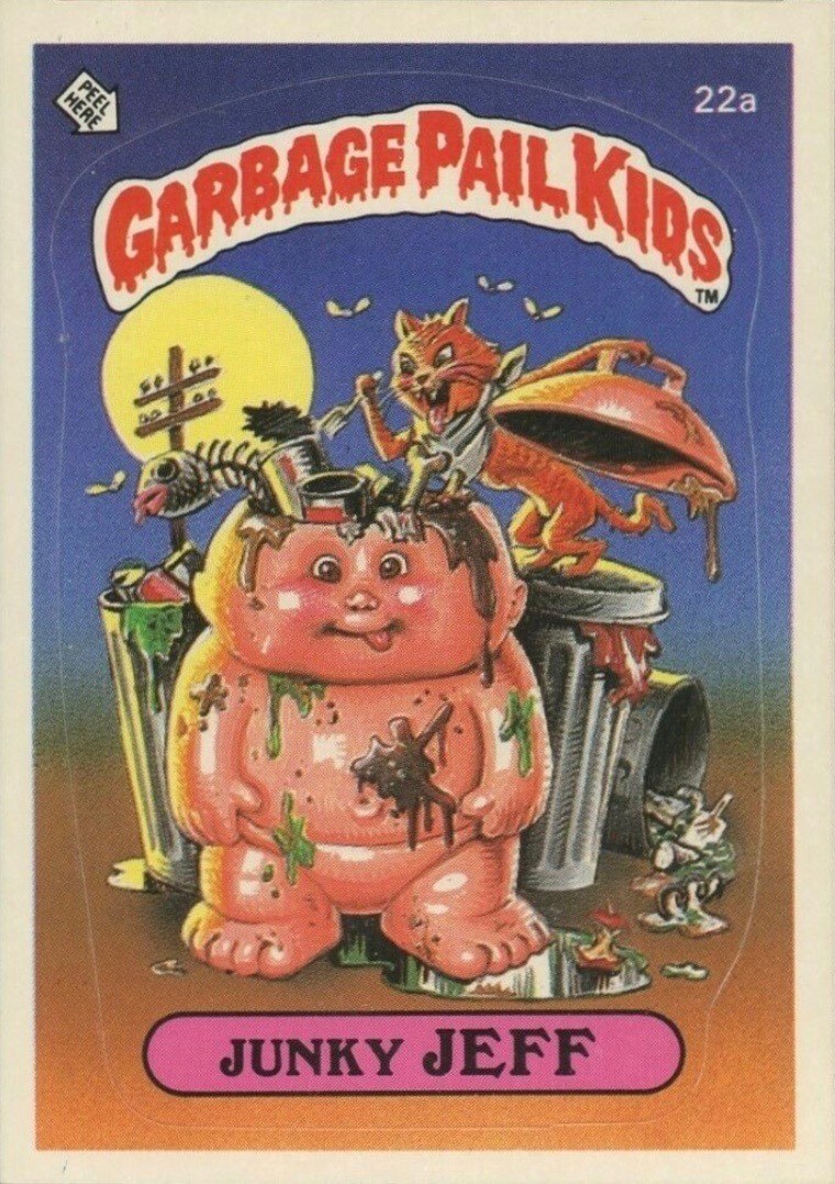 1985 Garbage Pail Kids Card 22a Junky Jeff 