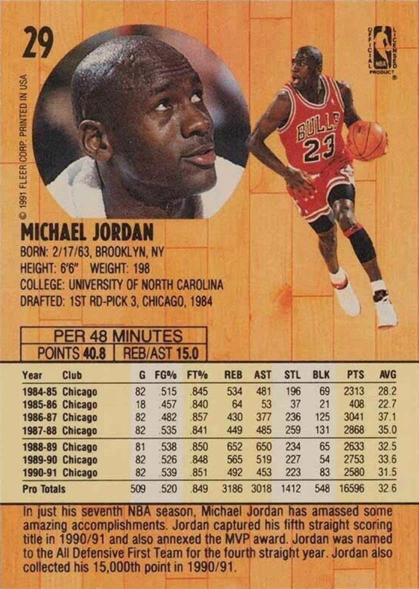 fleer 1991 michael jordan 29