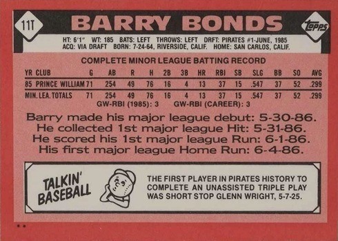 Barry Bonds Rookie Card Guide and Other Important Early Cards