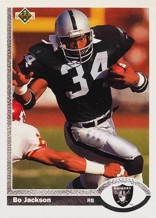 15 Most Valuable 1991 Upper Deck Football Cards Old Sports Cards   1991 Upper Deck 155 Bo Jackson Football Card 321x450 