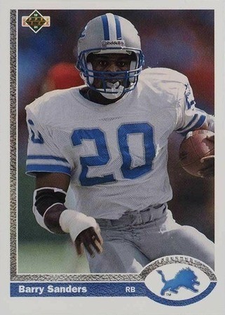 15 Most Valuable 1991 Upper Deck Football Cards Old Sports Cards   1991 Upper Deck 444 Barry Sanders Football Card 321x450 