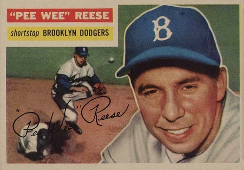 1953 RED MAN AND 1956 TOPPS BASEBALL CARD #260 PEE WEE REESE DODGERS MLB  HOF LOT