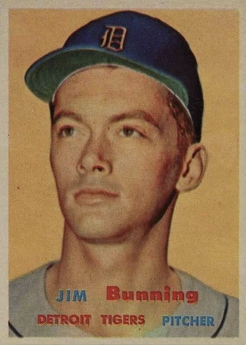 1957 Topps #338 Jim Bunning Rookie Card